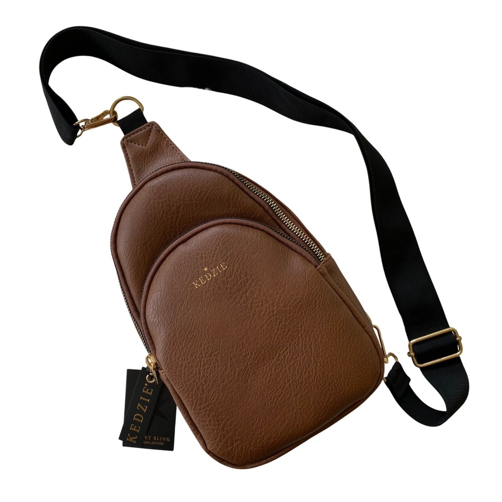 Kedzie Sunset Sling Bag Mini Backpack Chestnut Brown Vegan Leather Crossbody NWT